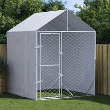 Outdoor Dog Kennel Silver Galvanized steel Large