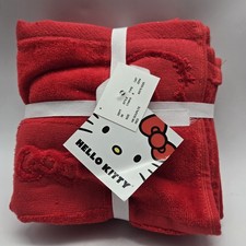 4 Hello Kitty Washcloths 100 Cotton Red Bows Face Thick Plush Set