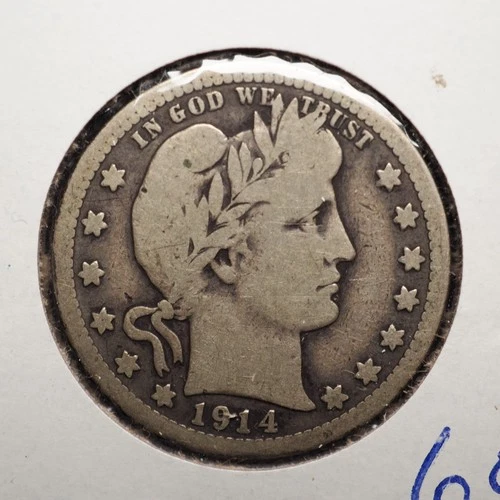 1914  *S*  BARBER SILVER QUARTER  ***NICE*** FREE SHIPPING   C2144