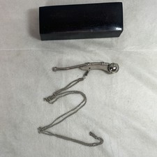 Vintage Nautical Bosun Whistle Brass Boatswain Pipe Chain Wooden Gift Box