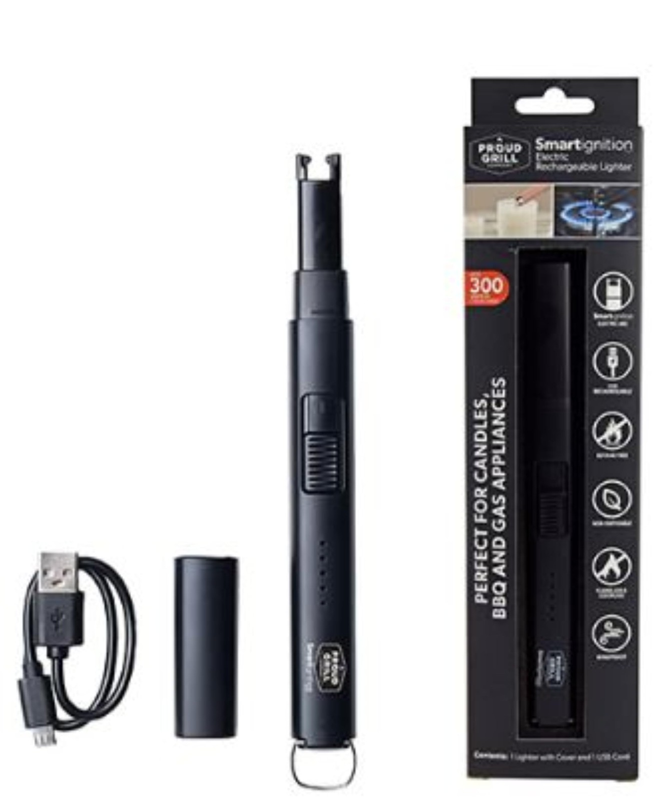 Rechargeable Matte Black Candle Grill Usb