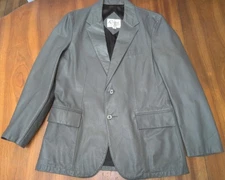 Vintage REMY Mens Size 42 Gray Supple Soft Leather Blazer Jacket Button Coat USA