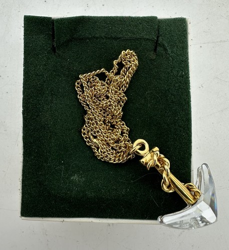 SWAROVSKI Swan Signed Crystal Memories Anchor Necklace NIB Vintage Navy Naval