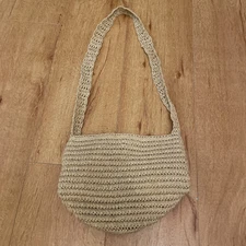 Vintage Sun 'N Sand Straw Jute Summer Bucket Bag Zipper Lined Crochet Boho Purse