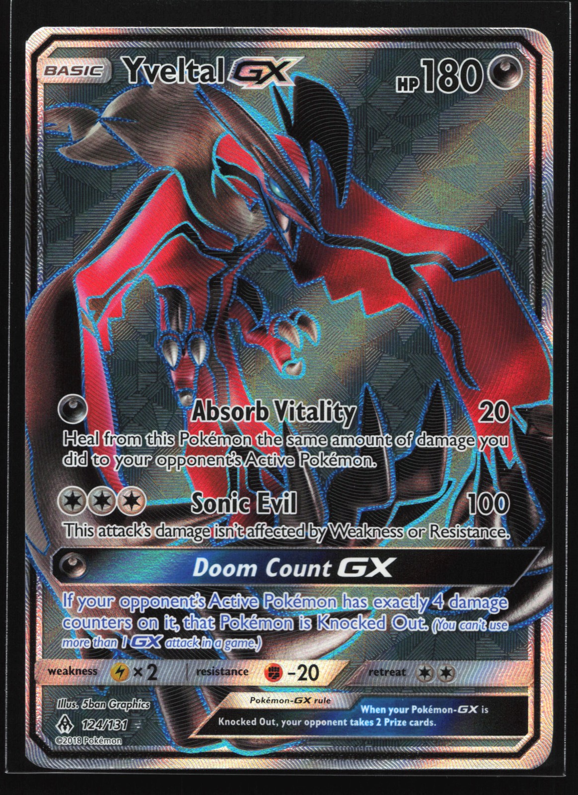 Yveltal GX (Full Art) 124/131 SM - Forbidden Light Ultra Rare Pokemon Card