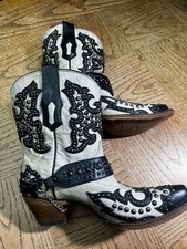 Corral White Glitter Inlay and Crystals Chain Size 8.5 M Ankle Boots A3973 269