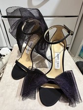 Jimmy Choo Aveline Black Asymmetric Bow Stiletto 100mm Heel Size 35