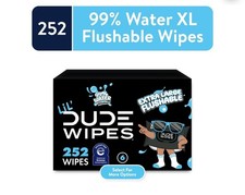 6Pks LiL' DUDE Wipes, Extra Large 99 Water Fragrance Free Flushable Wet Wipes