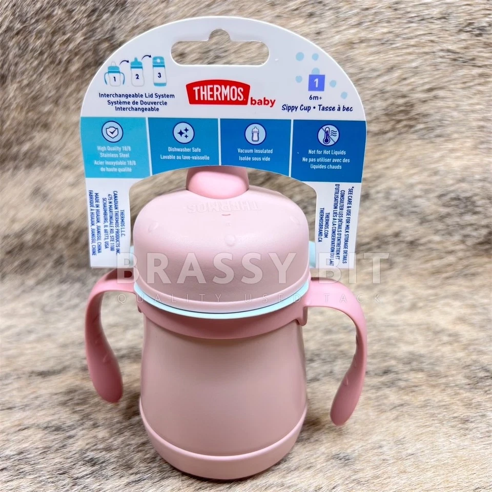 Termo bebé 7 oz. Taza para sorber de acero inoxidable aislada al vacío con asas Foto 2 de 2