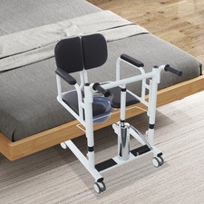 Hydraulic Patient Lift Transfer Aid Portable Wheelchair 180° Split Seat & Potty