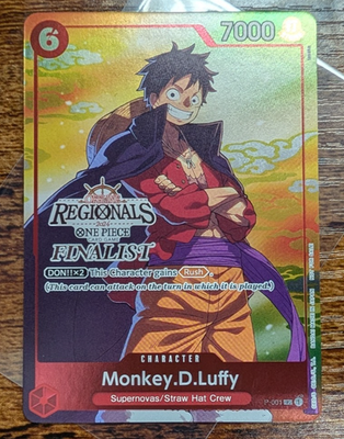 【英語版】アプーCS regional 2024offlwinner Monkey D Luffy Offline Regional 2024 Finalist P-001 One Piece Card