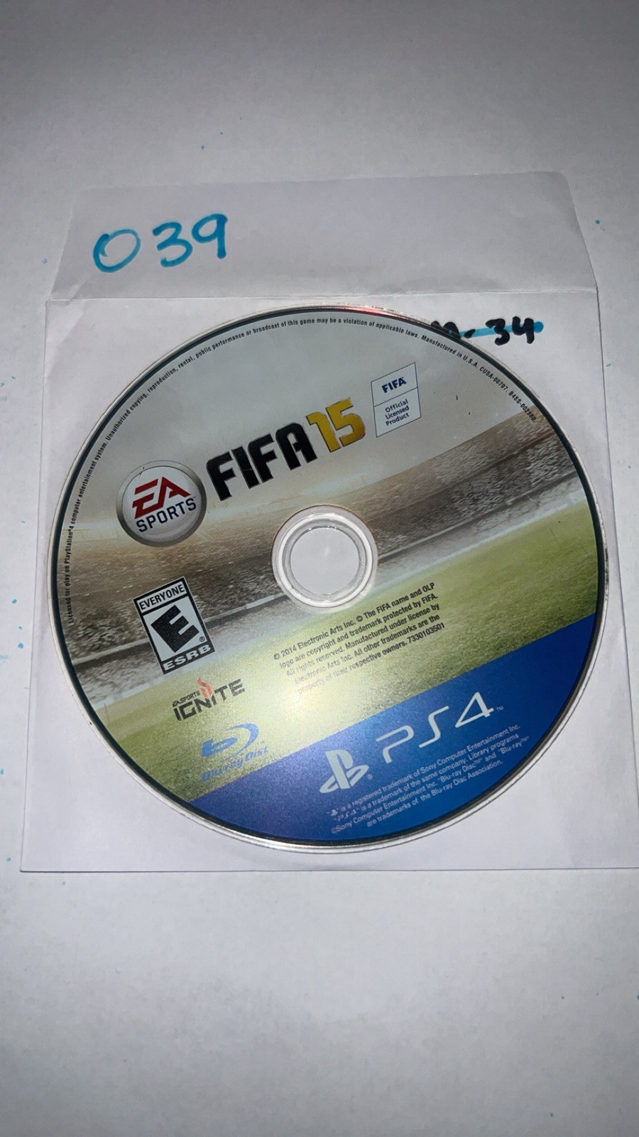 FIFA 15 Playstation 4 PS4 Disc Only- NO TRACKING 039