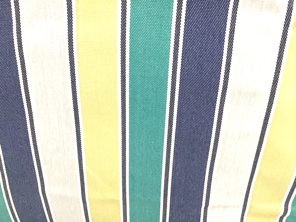 Striped Outdoor Fabric in Blue Green Yellow Pattern Canopy Upholstery 2 Yard Lot - Image 3 of 4