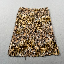 VTG Y2K Rampage Mini Skirt Womens S Brown Mixed Animal Print Handkerchief Hem