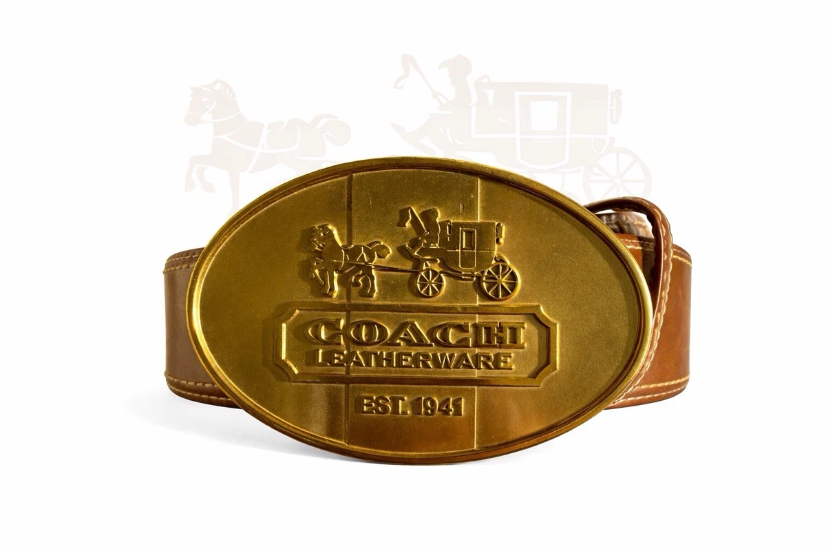 Coach Vintage Horse & Carriage Brass Plaque Belt Mediu | eBay
