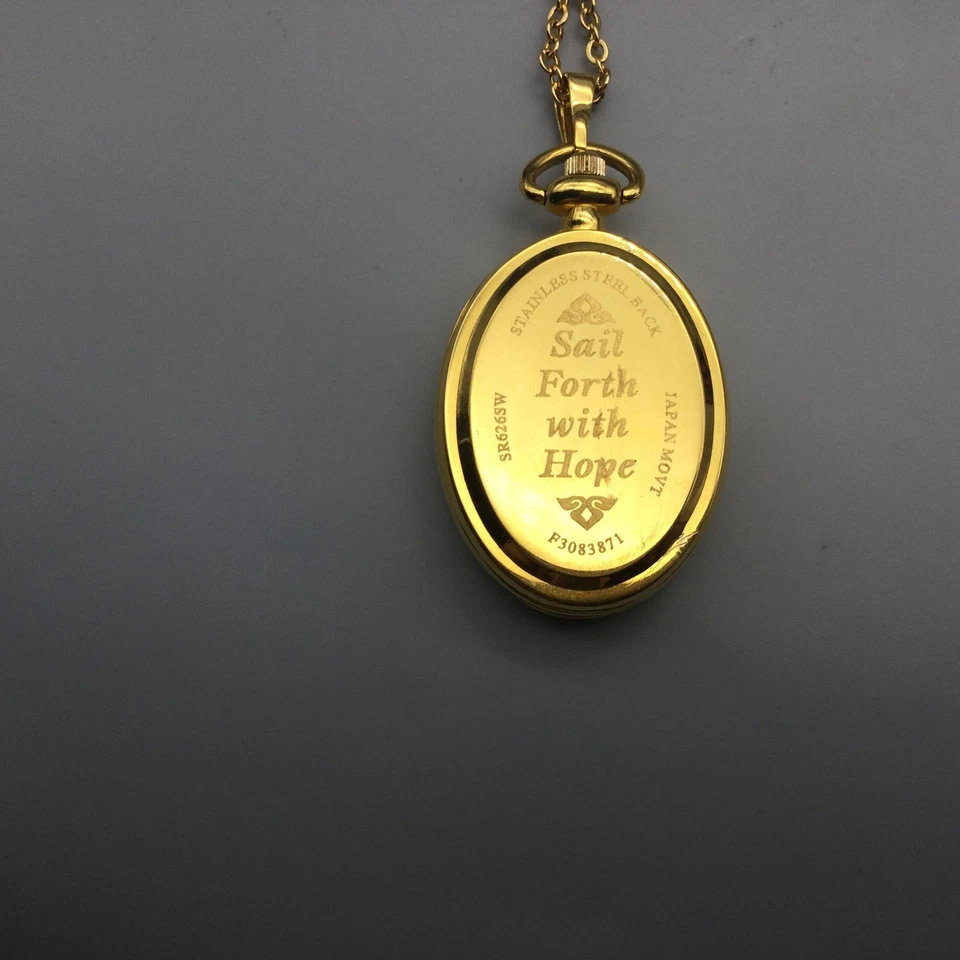 Thomas Kinkade Locket Watch Necklace Gold Tone with Chain New Battery - Image 3 of 4