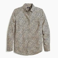 J. Crew Cotton Shirt in Signature Fit Button Down Blouse Leopard Size Medium