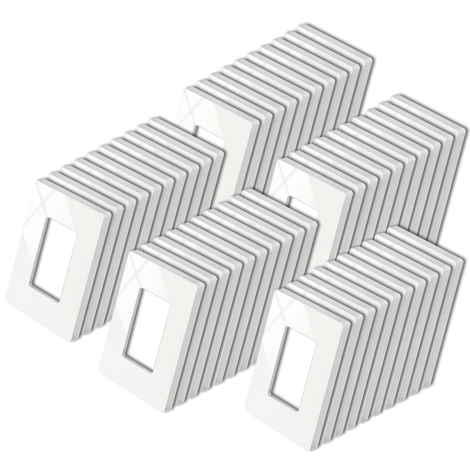 50 Pack 1 Gang Screwless Wall Plate, USWP4 Glossy Off White,