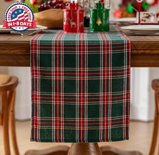 13x90 Inch Green Tartan Christmas Table Runner - 13 x 90 Inch Green Plaid