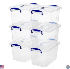 6-Pack Clear Stackable Storage Bins with Lids, 7 Quart Organizer Boxes