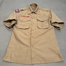 Boy Scouts of America Youth Kid MED Khaki Short Sleeve Uniform Shirt Tan BSA6192