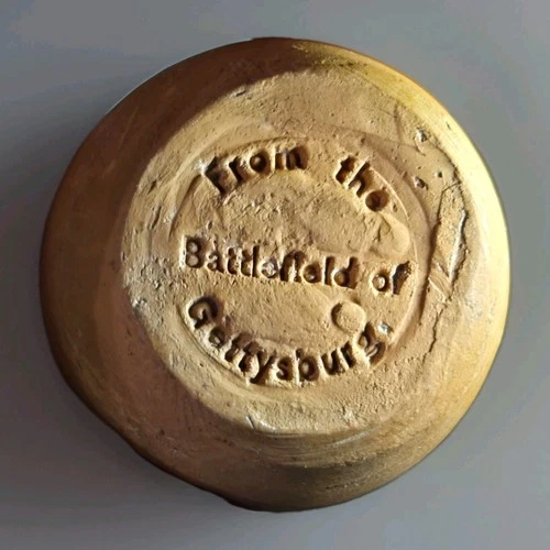 Antique Gettysburg Battlefield Souvenir Mini Redware Pot Crisp Stamp Civil War