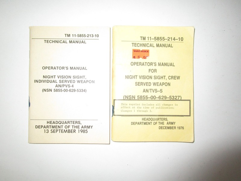 US Military Night Visions manuals for AN/PVS-4 & AN/TVS-5