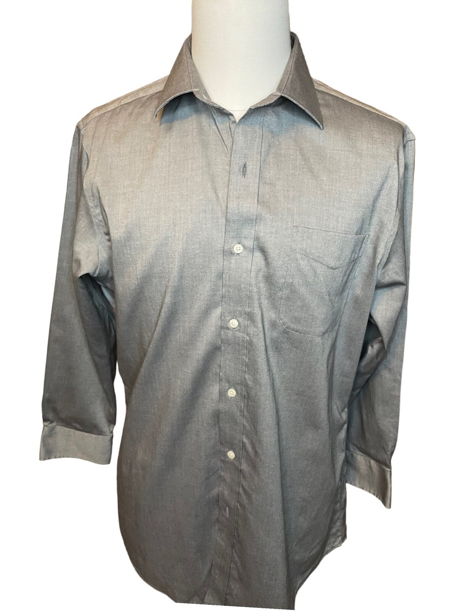 Lauren Ralph Lauren Slim Fit Shirt Gray Mens 17 32/33 Long Sleeve Non Iron  | eBay
