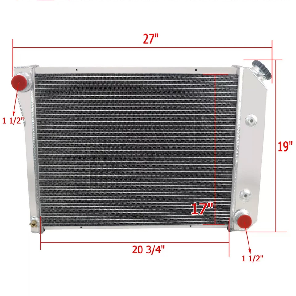 3 Rows Aluminum Radiator fit 68-74,73 Chevy Nova Impala Camaro 1968-87 El Camino - Image 2 of 4