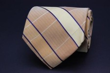 NORDSTROM Silk Tie. Yellow with Navy Blue Stripes.