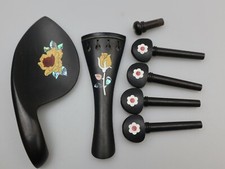 Full set Accessories for Violins 4/4, Ebony inlaid Abalone Shell Violin Fittings