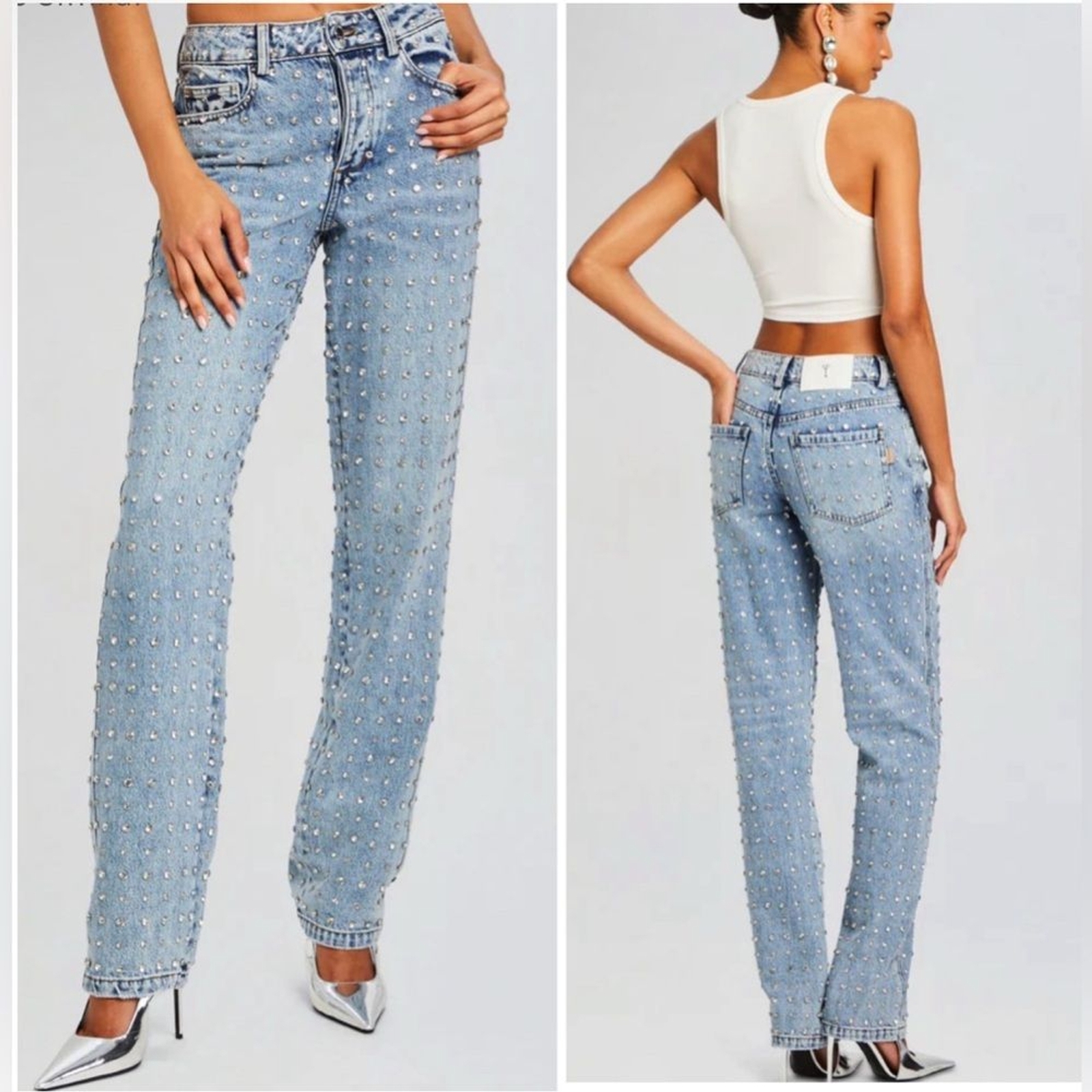 RRP US$1,698 NEW Retrofete Vero embellished denim pants US26