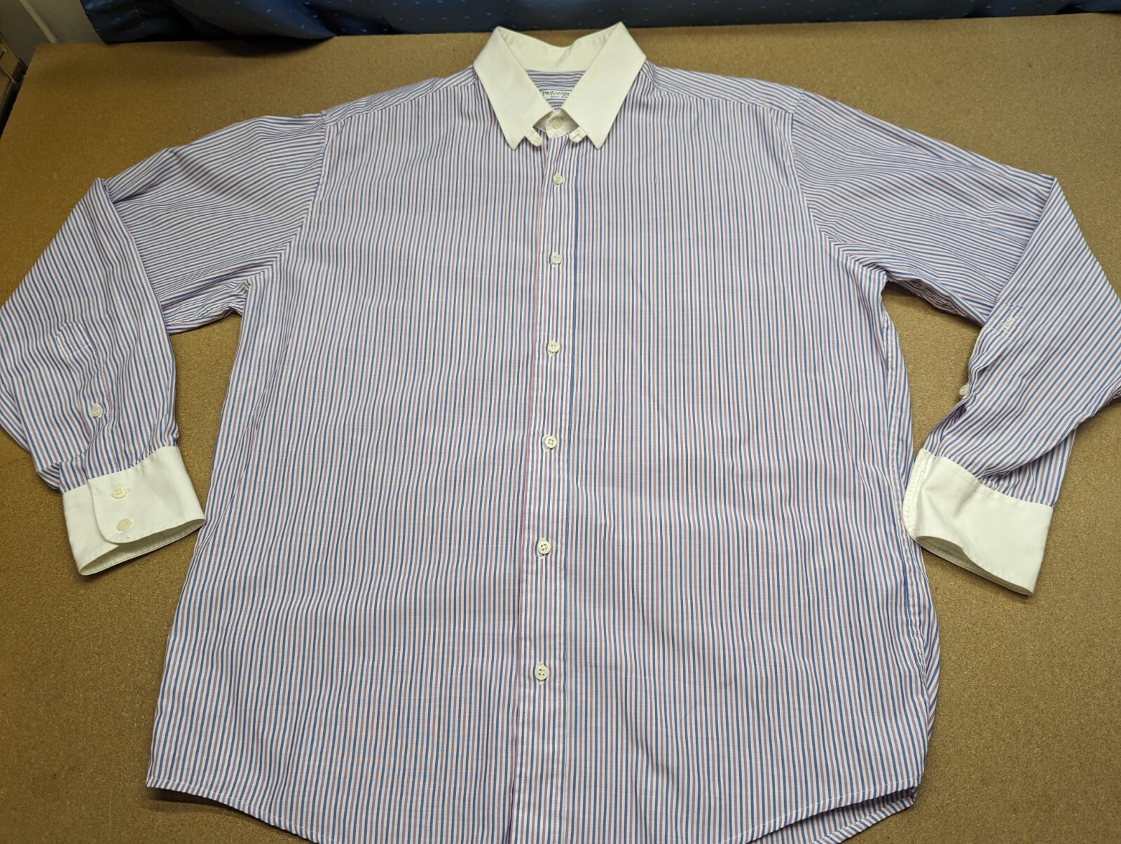 Camicia vintage da uomo Yves Saint Laurent abbottonata taglia 42 a righe colletto