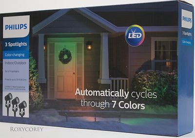Philips 3 Color Changing Spotlights Automatically Cycles through 7 Colors NIB