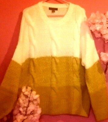 WOMEN PLUS SIZE WINTER COLORBLOCK KNIT JUMPER ( SIZE XL )