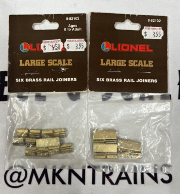 LIONEL LARGE SCALE BRASS RAIL JOINERS FOR G SCALE TRACK LOT OF 2 PACKS (6 Each)
