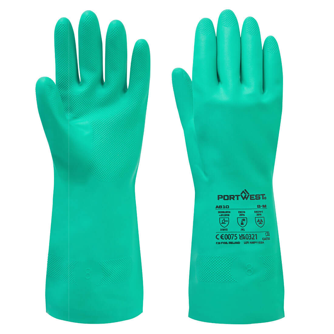 Portwest A810 Nitrosafe Chemical Gauntlet Nitrile  Gloves Size 9 Large