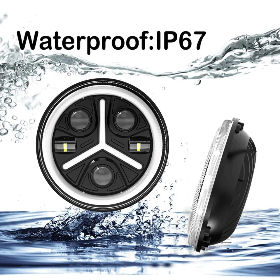 Пара 7-дюймовых круглых светодиодных фар Hi-Lo для Jeep Wrangler JK AM General Hummer92-01 - Изображение 4 из 4