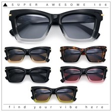 Womens Nerdy Thick Horn Rim Cat Eye Hipster Plastic Sunglasses