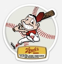 Cleveland Indians Presented By Stroh’s Beer Custom Diecut Sticker Vintage Wahoo