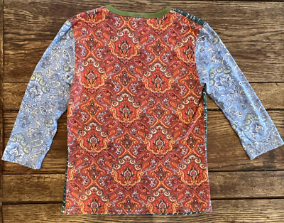 GAP Y2K '00 PEACOCK GRAPHIC Top MIX PRINT ETHNIC Boho Hippie