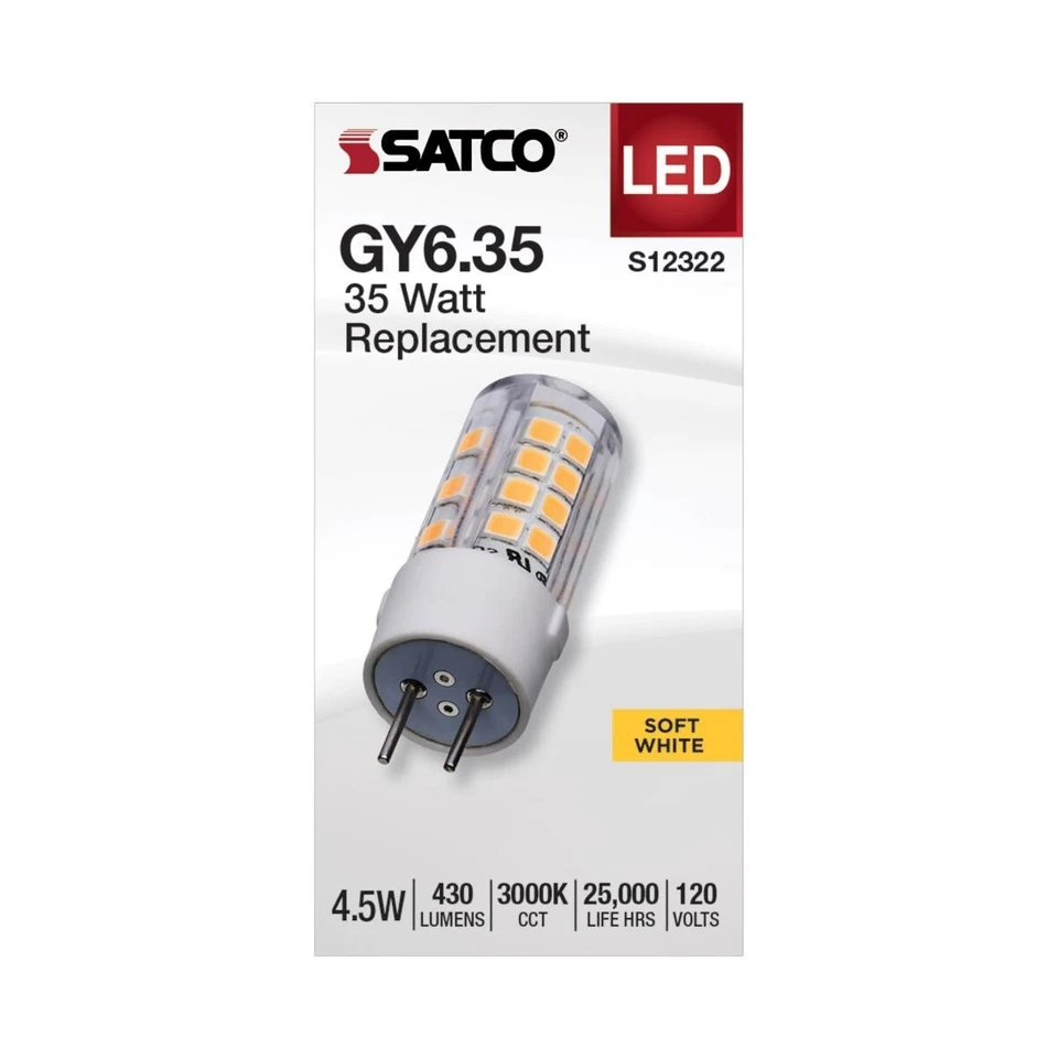 Satco S12322 - 4.5 Watt T6 LED Bulbs - GY6.35 Base -3000K ( 2, 5, 10 or 20 Pack) - Image 2 of 4