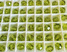 Vintage Swarovski 5000 8mm, Round beads, Light Olivine 12pcs 