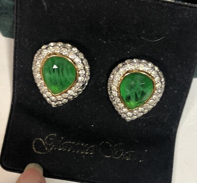 Glitzy GIANNA OSAVI ? Green Teardrop & Crystal CZ Earrings