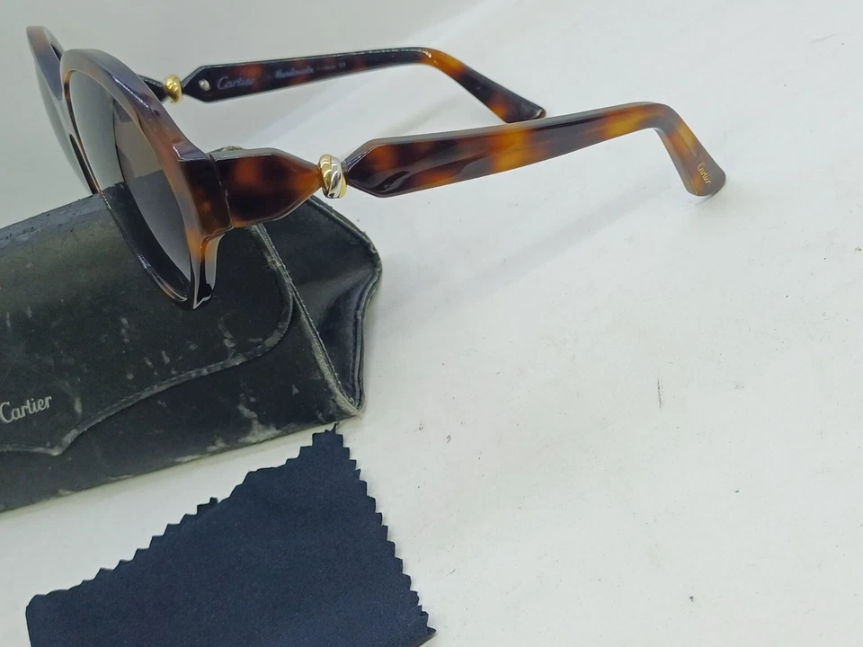 GAFAS DE SOL DE COLECCIÓN CARTIER TRINITY CABLES MARRONES ORO PLATINO P. HECHAS A MANO EN FRANCIA Foto 3 de 4