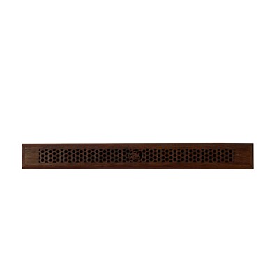 Small Narrow Brown Wood Rectangular Carving Storage Accent Box ws2643