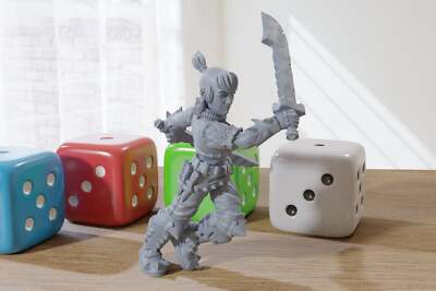 Melee Attack Punk Female - 3D Printed RPG Minifigure - Cyberpunk / Sci-Fi - 28mm