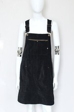 New! £470 McQ ALEXANDER MCQUEEN black chenille dungaree dress UK14 US10 IT46 F42