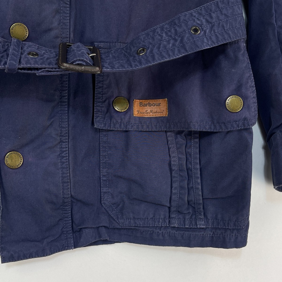 Barbour Deus Ex Machina Jacket Mens Small Blue Motorcycle A7 