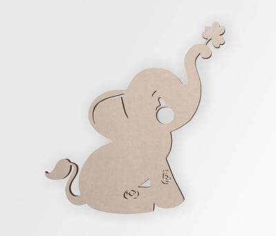Wooden shape Elephant with clover, Wooden Cut Out, Wall Art, Home Decor